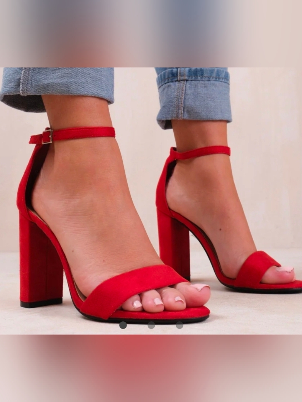 Rouge! Red Ankle-Strap Block Heels